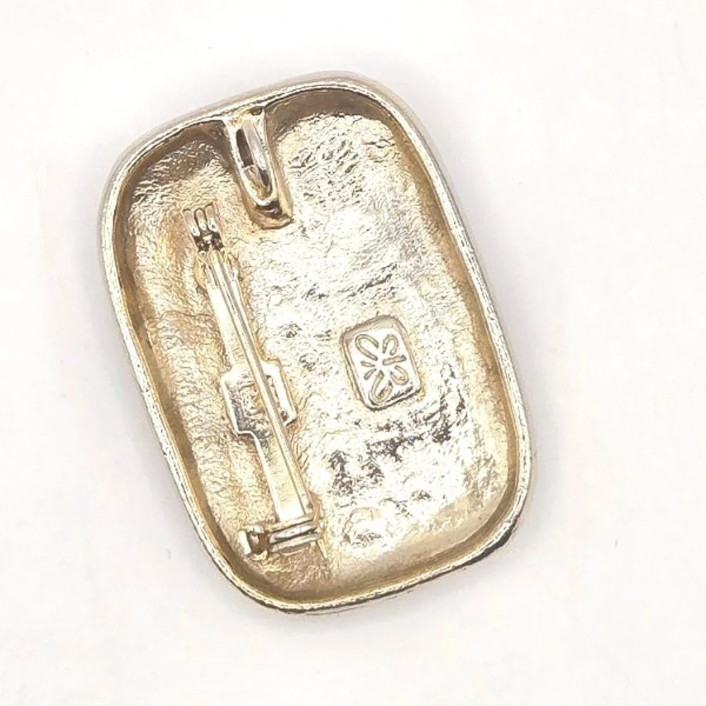 Vintage Ernst Gideon Bek Abstract Black Silver Tone BroochPendant Art Deco Style